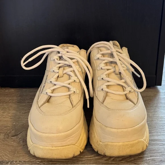 Naked Wolfe Sporty White Leather Platform Handmade 90’s Inspired Sneakers - Picture 3 of 12